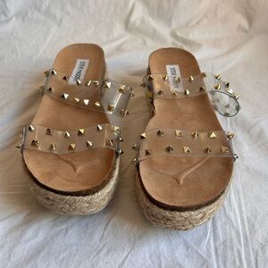 STEVE MADDEN Womens Size 6 Jaime Clear Studded Sandal